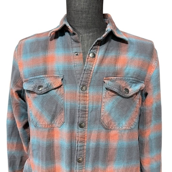 Dakota Grizzly Snap Closure Flannel Thermal Lined Shacket Medium Plaid Orange - Picture 2 of 12